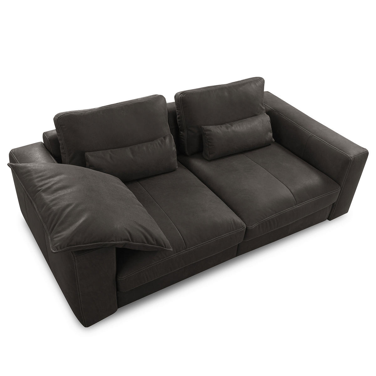 2-SITZER-SOFA  in Echtleder Dunkelgrau   - Dunkelgrau/Beige, Design, Leder/Kunststoff (240/85/123cm) - Livetastic