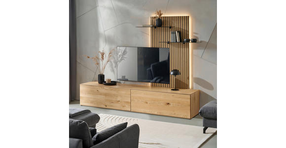 WOHNWAND 2-teilig  in Eichefarben  242/160/50 cm  - Eichefarben, Design, Glas/Holz (242/160/50cm) - Dieter Knoll