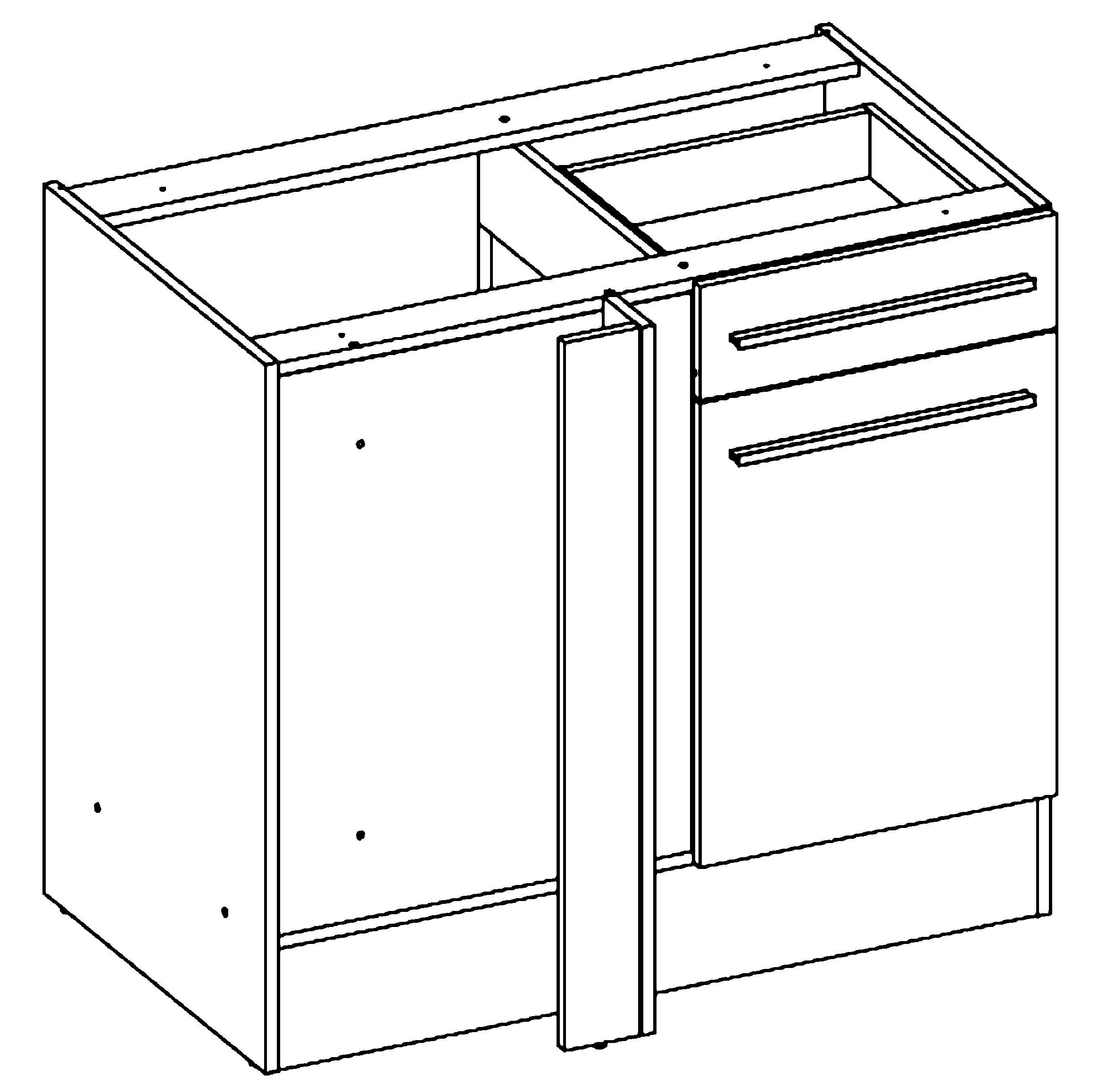 ECKUNTERSCHRANK 115/90/60 cm  - Weiß Hochglanz/Silberfarben, LIFESTYLE, Holzwerkstoff/Kunststoff (115/90/60cm) - MID.YOU