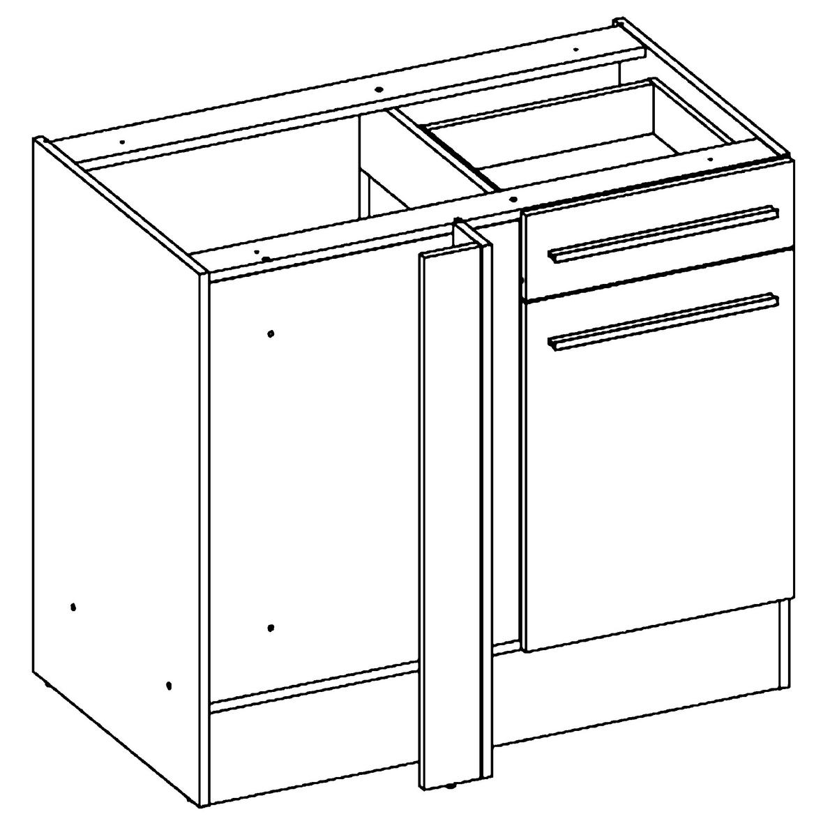 ECKUNTERSCHRANK 115/90/60 cm  - Weiß Hochglanz/Silberfarben, LIFESTYLE, Holzwerkstoff/Kunststoff (115/90/60cm) - MID.YOU