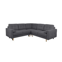 ECKSOFA Noret Dunkelgrau  - Dunkelgrau/Buchefarben, Design, Holz/Textil (242/242cm) - MID.YOU