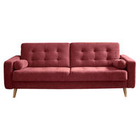 SCHLAFSOFA Mikrovelours Beere Kippbett  inkl.  - Eichefarben/Beere, MODERN, Holz/Textil (222/86/90cm) - MID.YOU