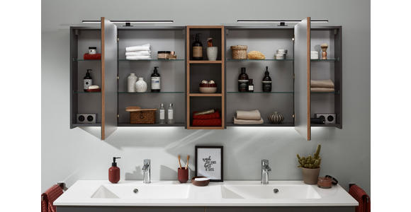 SPIEGELSCHRANK 185/70,3/17,3 cm  - Chromfarben/Eichefarben, KONVENTIONELL, Glas/Holzwerkstoff (185/70,3/17,3cm) - Dieter Knoll