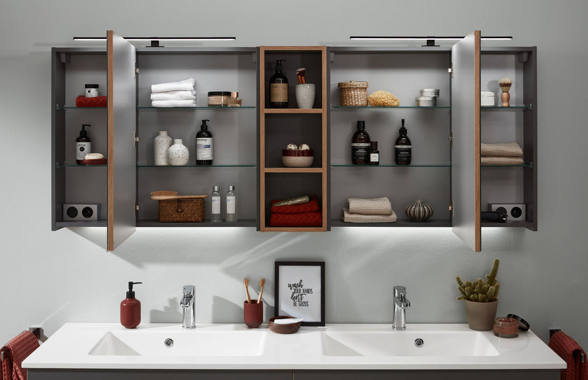 SPIEGELSCHRANK 185/70,3/17,3 cm  - Chromfarben/Eichefarben, KONVENTIONELL, Glas/Holzwerkstoff (185/70,3/17,3cm) - Dieter Knoll