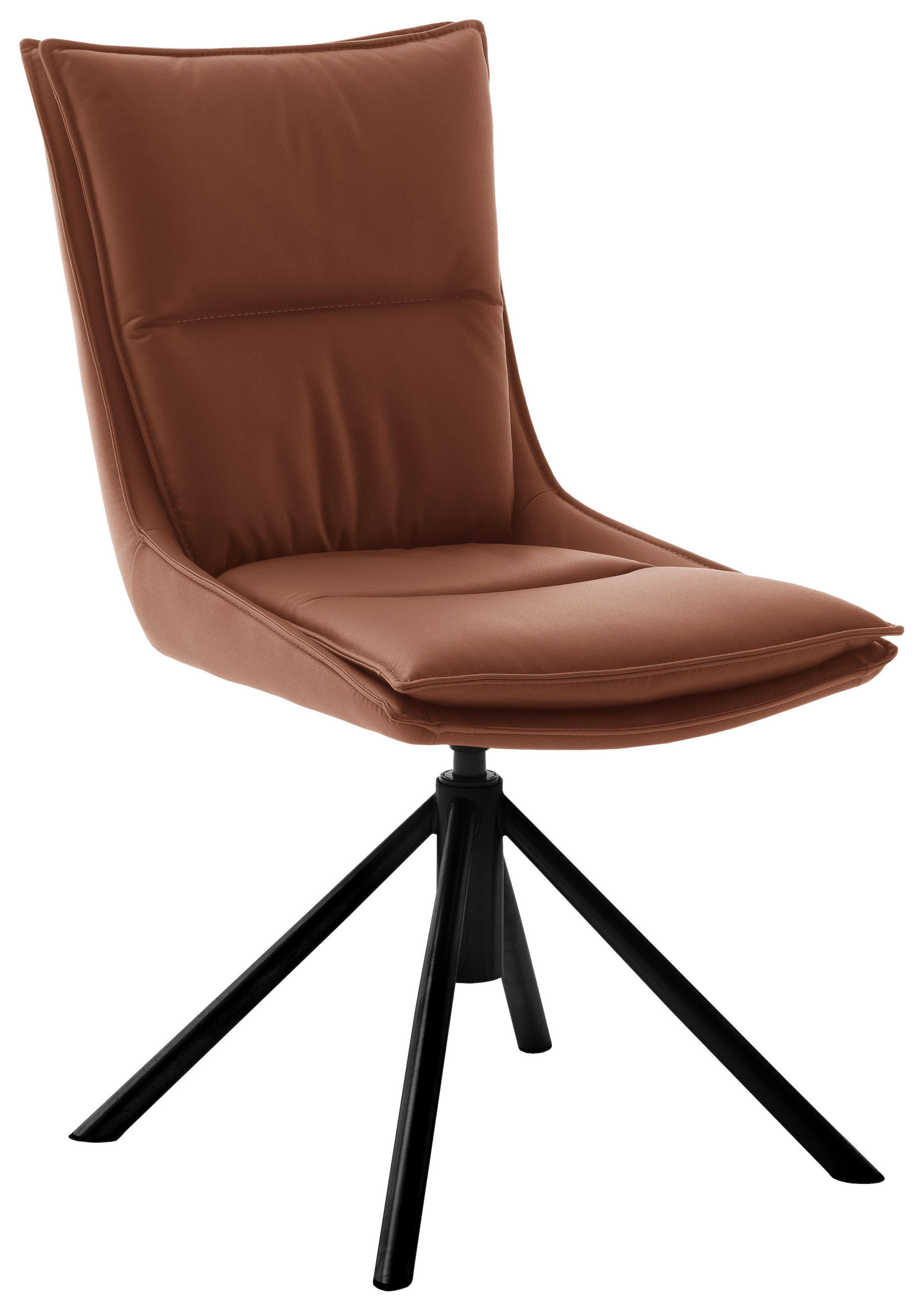 STUHL  automatische Rückholfunktion, Beinauswahl, Stoffauswahl, Typenauswahl, Sitzfläche 360° drehbar beschichtet  Schwarz, Rostfarben  - Rostfarben/Schwarz, Design, Textil/Metall (49/90/65cm) - Novel