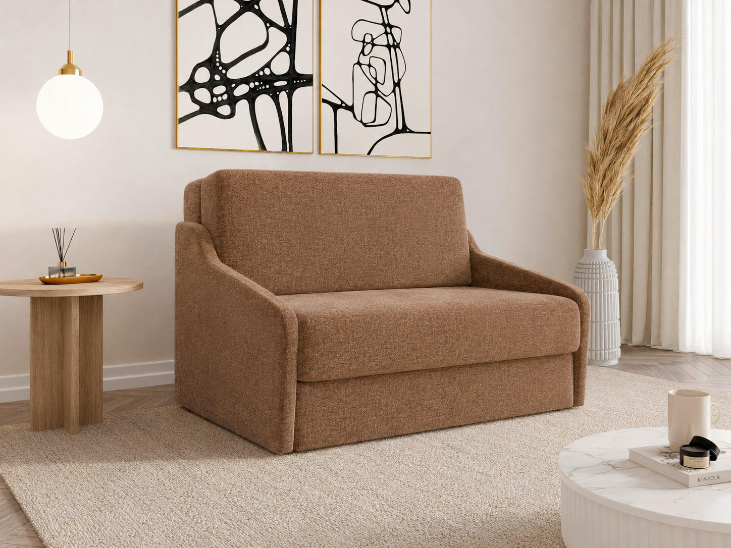 SCHLAFSOFA Rostfarben  - Rostfarben/Schwarz, Design, Kunststoff/Textil (136/86/113cm) - MID.YOU