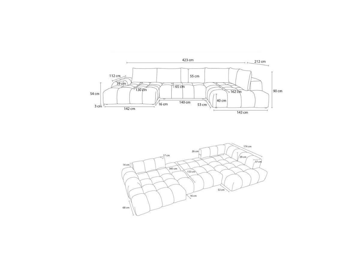ECKSCHLAFSOFA EVEREST  mit Rücken echt, Armteil links, Armteil rechts Flachgewebe Rot  - Rot/Schwarz, MODERN, Kunststoff/Textil (423/212/90cm)