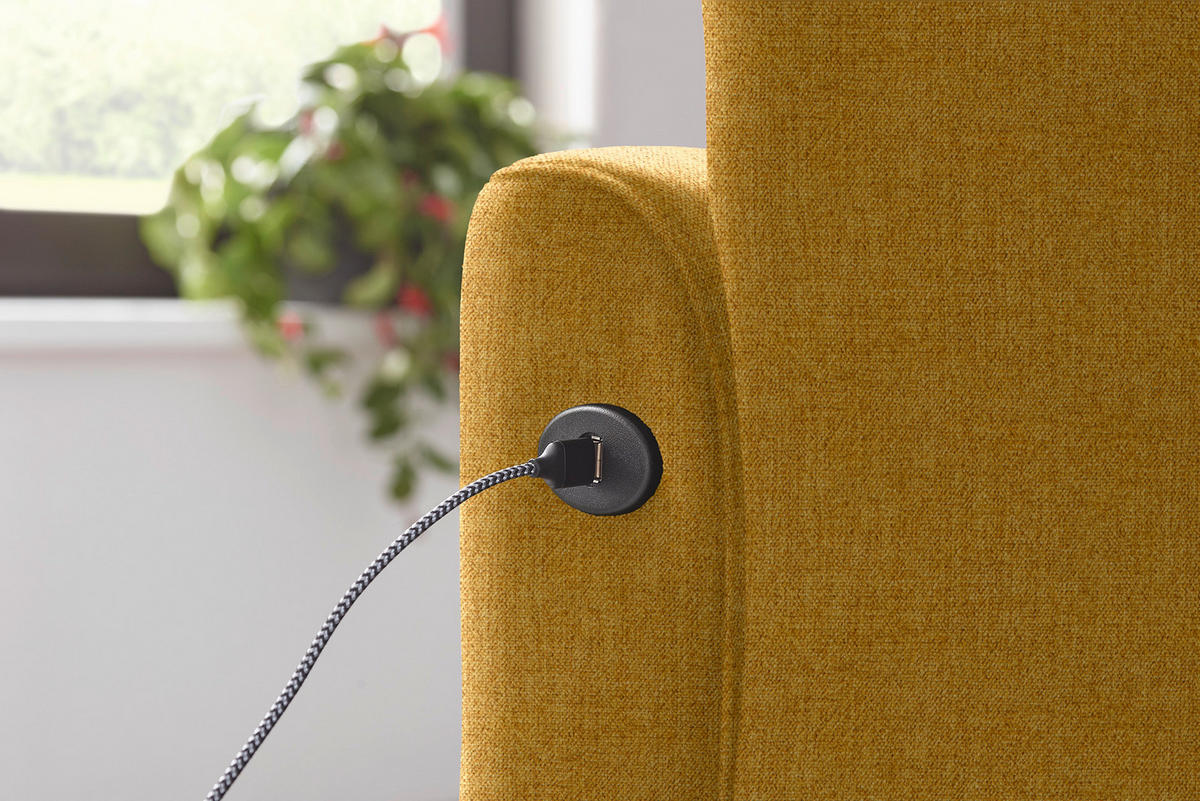 ECKSOFA in Flachgewebe Currygelb  - Currygelb/Schwarz, Design, Textil/Metall (252/191cm) - Dieter Knoll
