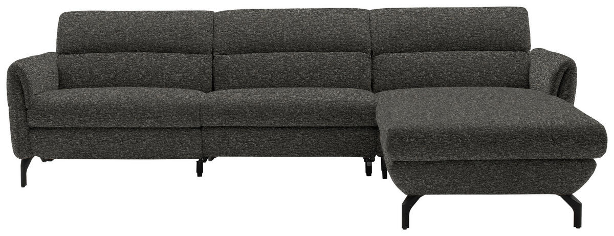 ECKSOFA in Chenille Dunkelbraun  299/187 cm  - Dunkelbraun/Schwarz, Design, Textil/Metall (299/187cm) - Schöner Wohnen