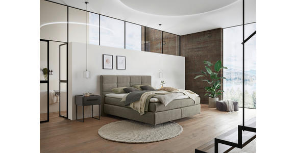 BOXSPRINGBETT 160/200 cm,  in Greige, Topper, Matratzen, H2 + H2 = mittel  - Greige/Schwarz, Design, Kunststoff/Textil (160/200cm) - Dieter Knoll
