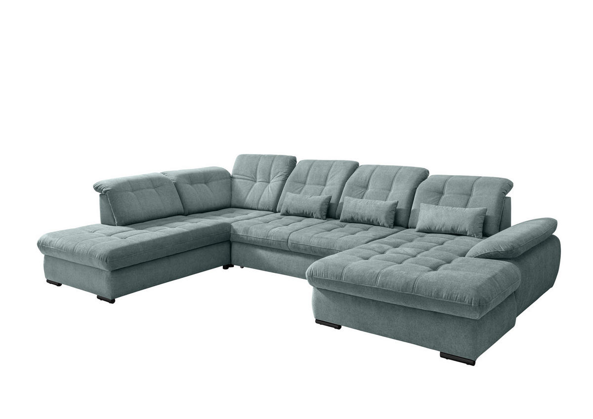 WOHNLANDSCHAFT in Chenille Blau  - Blau/Schwarz, Modern, Textil/Metall (252/387/184cm) - Livetastic