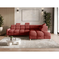 ECKSOFA BUN in Bouclé Rot  - Elfenbein/Rot, Design, Holz/Textil (276/209cm) - MID.YOU
