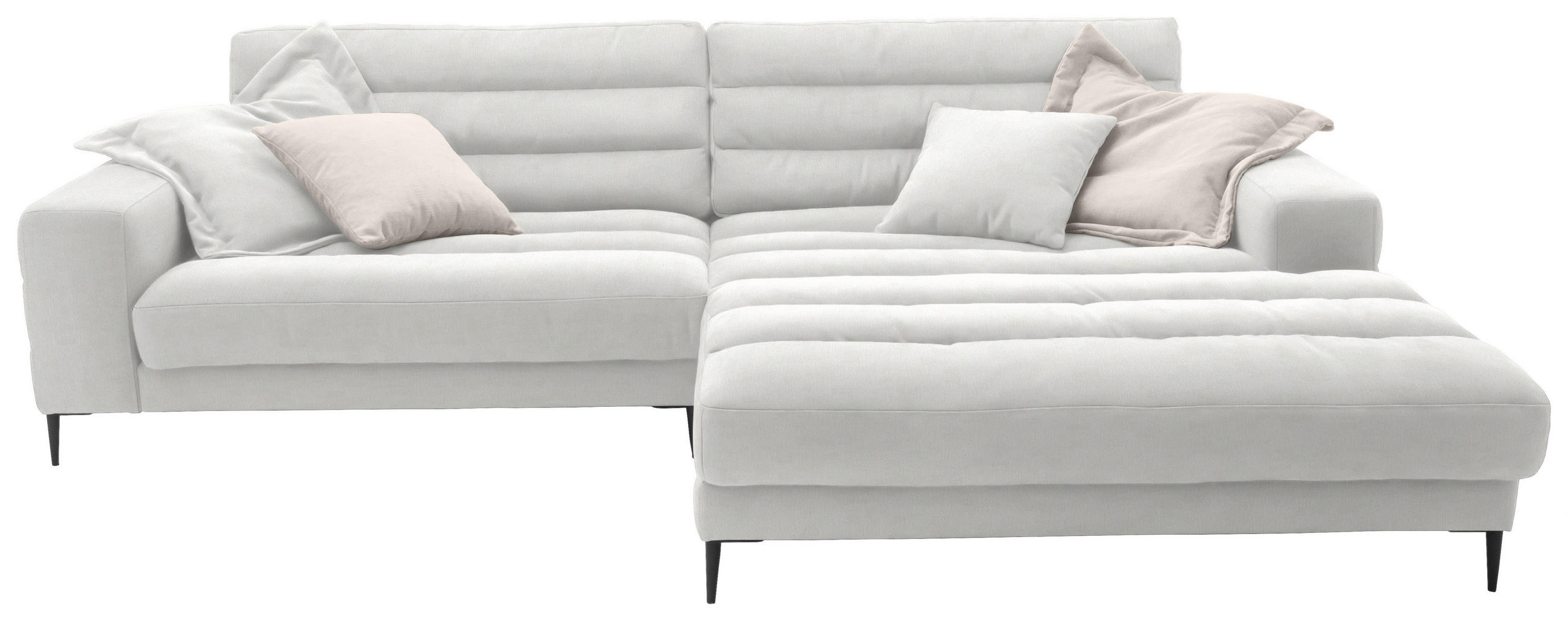ECKSOFA in Flachgewebe Creme  - Creme/Schwarz, Design, Textil/Metall (296/207cm) - Dieter Knoll