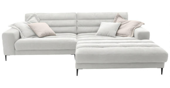 ECKSOFA in Flachgewebe Creme 296/207 cm - Creme/Schwarz, Design, Textil/Metall (296/207cm) - Dieter Knoll