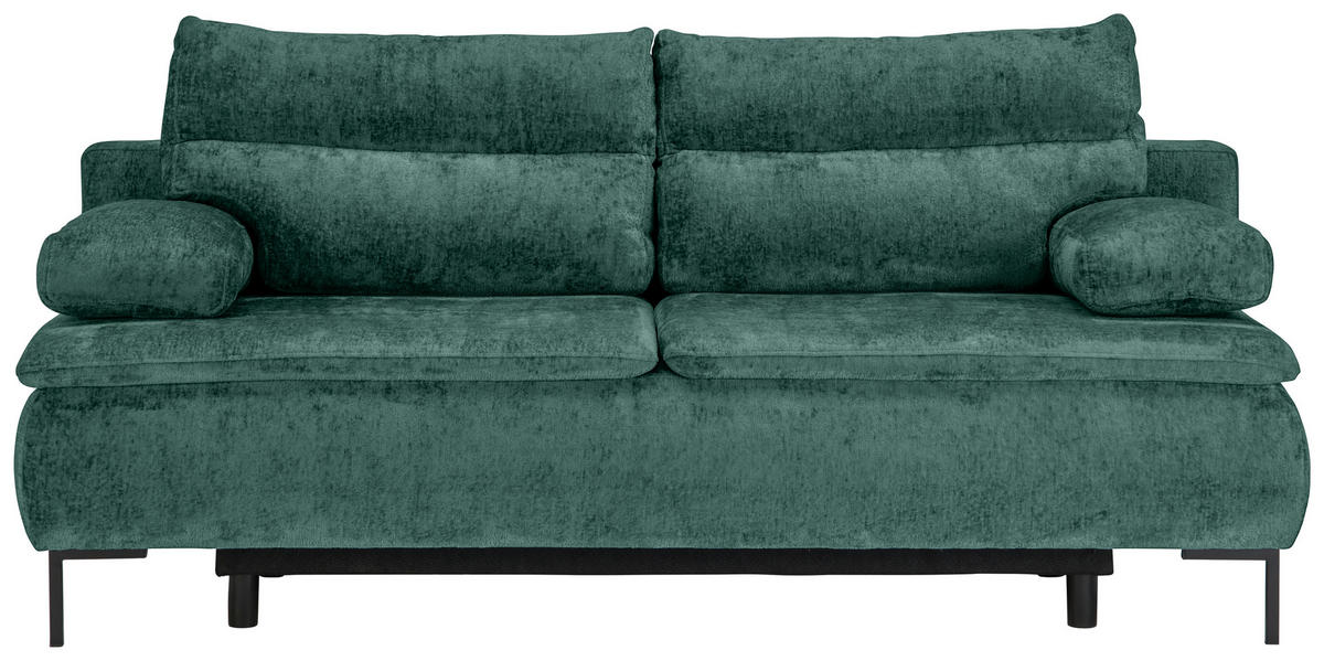BOXSPRINGSOFA in Webstoff Grün  - Schwarz/Grün, Design, Textil/Metall (202/93/100cm) - Novel