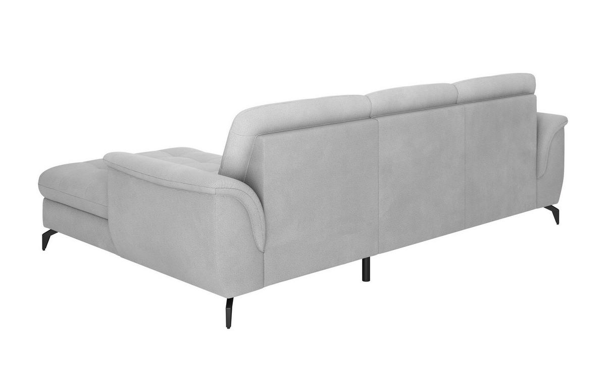 ECKSOFA ZORA E Silberfarben Flachgewebe  - Silberfarben/Schwarz, MODERN, Textil/Metall (262/164cm) - Sit & More