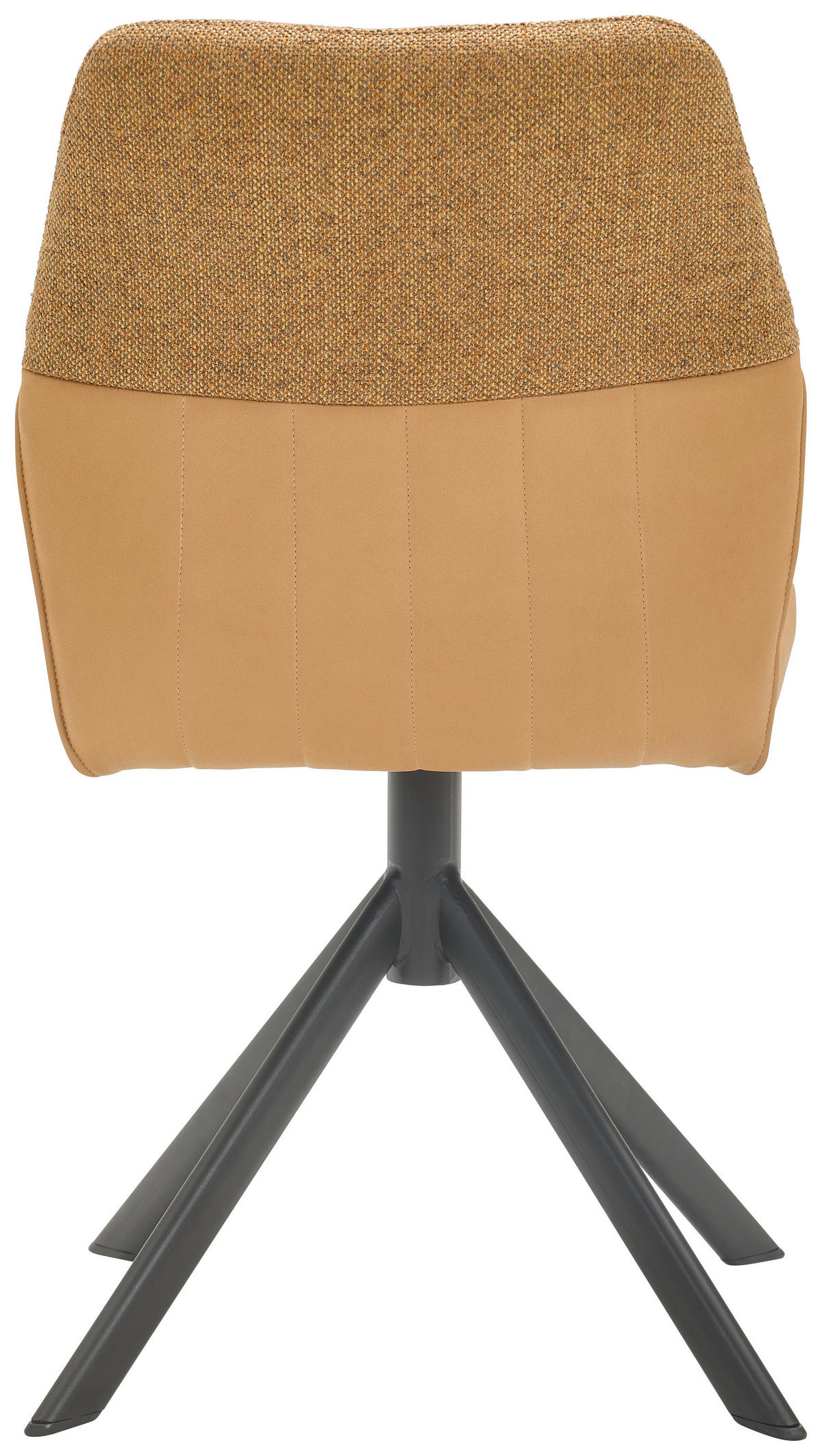 STUHL  in Lederlook, Webstoff  - Currygelb/Schwarz, Konventionell, Textil/Metall (49,5/87/62,5cm) - Valdera