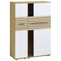 HIGHBOARD Weiß, Eichefarben  90/131/40 cm  - Eichefarben/Schwarz, KONVENTIONELL, Glas/Holzwerkstoff (90/131/40cm) - Venda