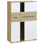 HIGHBOARD Weiß, Eichefarben  90/131/40 cm  - Eichefarben/Schwarz, KONVENTIONELL, Glas/Holzwerkstoff (90/131/40cm) - Venda