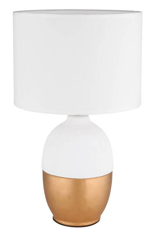 BORDSLAMPA 25/43 cm   - vit/guldfärgad, Klassisk, textil/keramik (25/43cm) - Globo