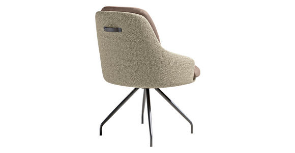 ARMLEHNSTUHL  Beinauswahl, Sitzfläche 360° drehbar, Stoff-/Lederauswahl Velours  Naturfarben, Sandfarben  - Sandfarben/Schwarz, Design, Textil/Metall (60/86/66cm) - Dieter Knoll