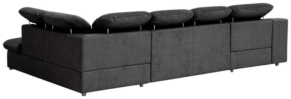 WOHNLANDSCHAFT in Chenille Schwarz  - Chromfarben/Schwarz, Design, Textil/Metall (165/353/212cm) - Livetastic