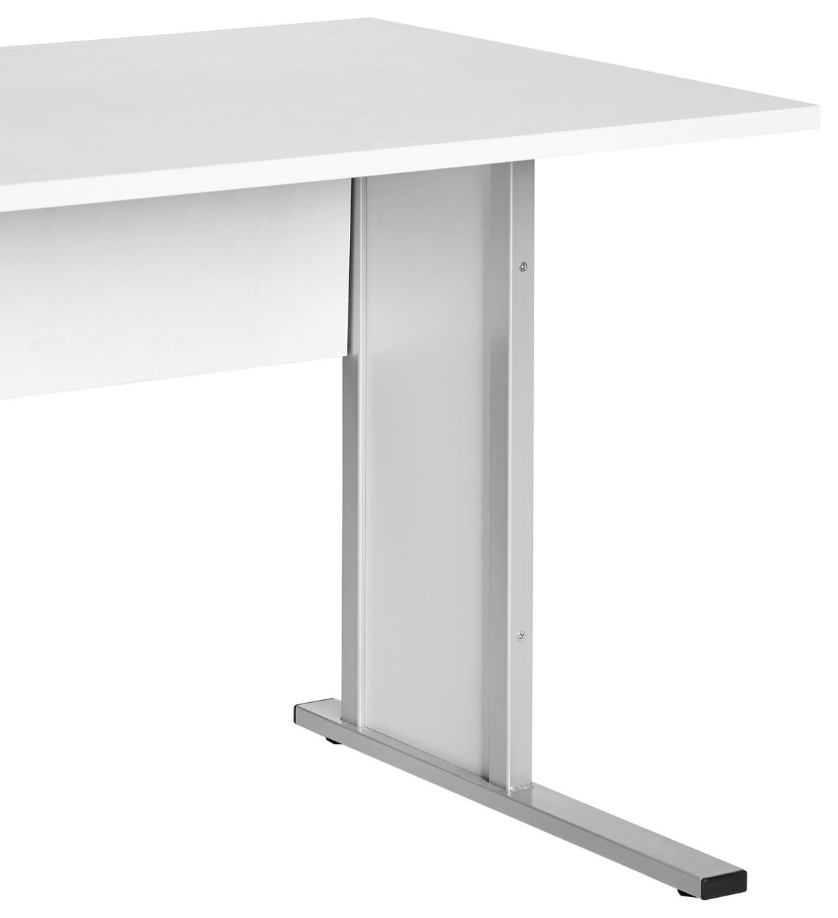 SCHREIBTISCH 140/65/72,2 cm  in Hellgrau  - Silberfarben/Hellgrau, Basics, Holzwerkstoff/Metall (140/65/72,2cm) - MID.YOU