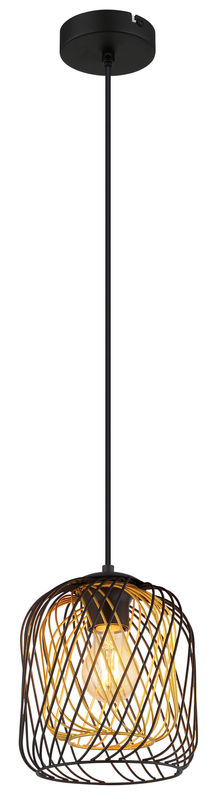 HÄNGELEUCHTE 18/150 cm  - Goldfarben/Schwarz, Basics, Kunststoff/Metall (18/150cm) - Globo