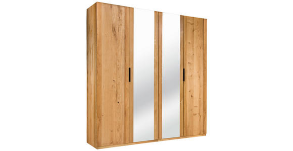 DREHTÜRENSCHRANK in Eichefarben - Eichefarben/Schwarz, Natur, Glas/Holz (198/222/63cm) - Valnatura