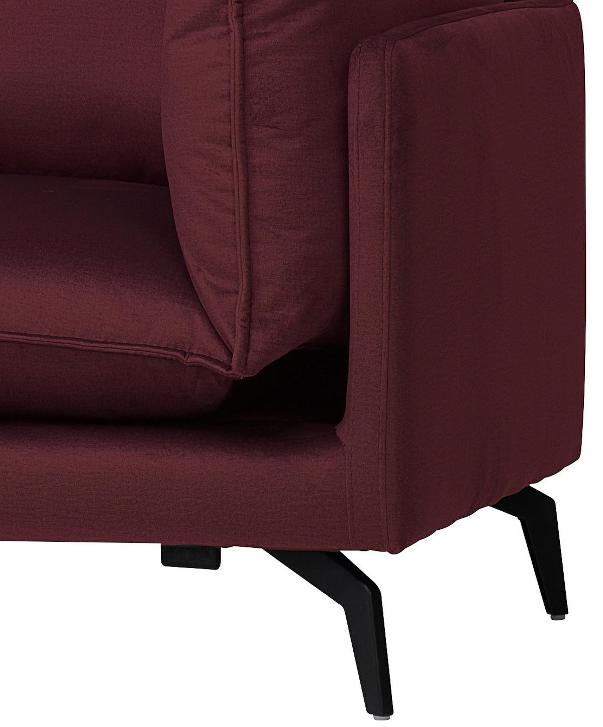 ECKSOFA Bordeaux Samt  - Bordeaux/Schwarz, Design, Textil/Metall (200/241cm) - Carryhome