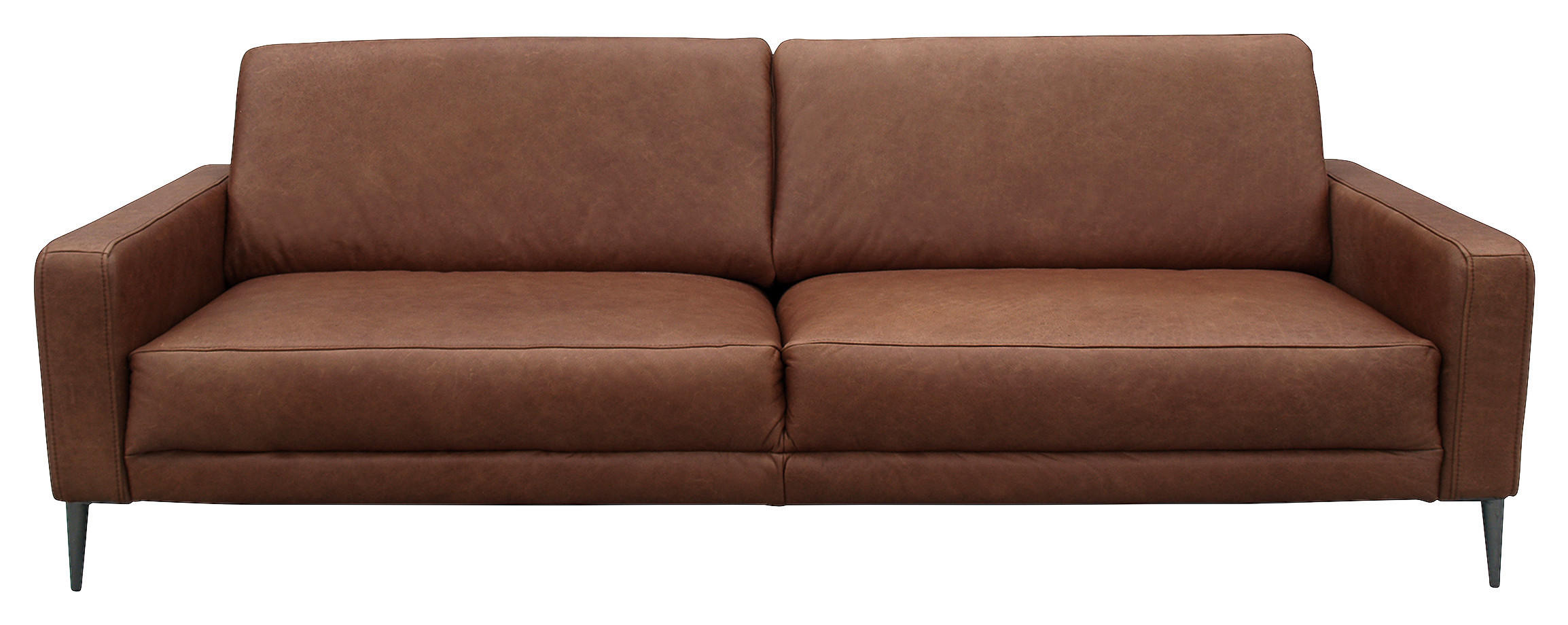 3,5-SITZER Echtleder Dunkelbraun  - Dunkelbraun/Schwarzchrom, Design, Leder/Metall (207/85/92cm) - Livetastic