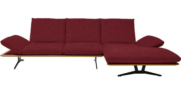 ECKSOFA in Flachgewebe Rot 314/159 cm - Rot/Schwarz, Design, Holz/Textil (314/159cm) - Dieter Knoll