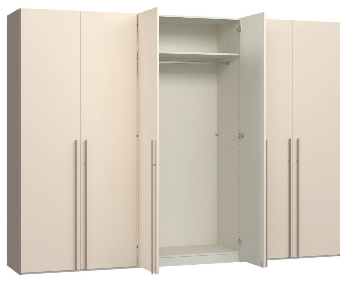 DREHTÜRENSCHRANK 303/220/59 cm,  in Kaschmir, Hellbraun, 6-türig  - Hellbraun/Kaschmir, Design, Holzwerkstoff/Metall (303/220/59cm) - Jutzler