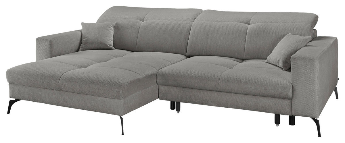 ECKSOFA Grau Webstoff  - Schwarz/Grau, KONVENTIONELL, Textil/Metall (180/285cm) - SetOne by Musterring