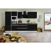 KÜCHENBLOCK 335 cm   in Schwarz Hochglanz  - Schwarz Hochglanz/Graphitfarben, Basics, Holzwerkstoff (335cm) - Respekta