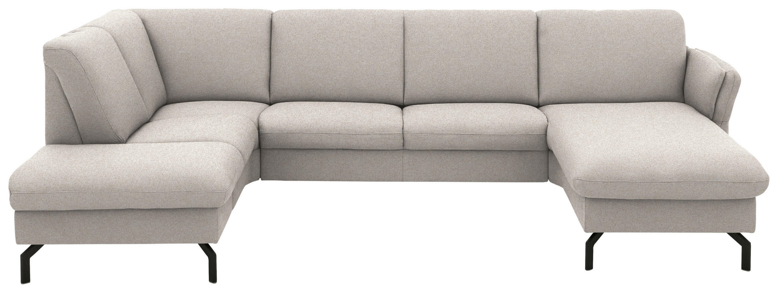 WOHNLANDSCHAFT  Flachgewebe Beige  - Beige/Schwarz, Konventionell, Textil/Metall (190/307/170cm) - Beldomo Comfort