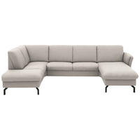 WOHNLANDSCHAFT Flachgewebe Beige  - Beige/Schwarz, Konventionell, Textil/Metall (190/307/170cm) - Beldomo Comfort
