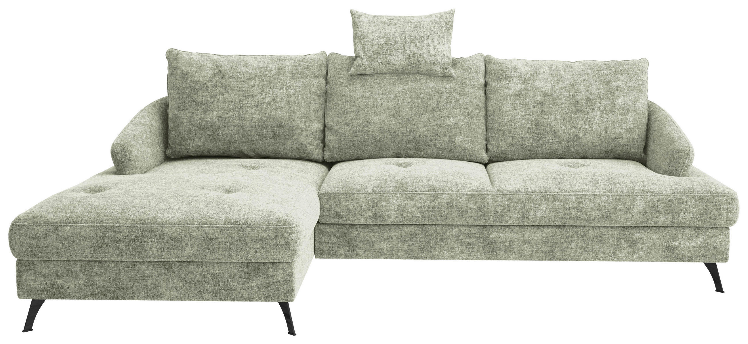 ECKSOFA in Webstoff Hellgrün  - Schwarz/Hellgrün, KONVENTIONELL, Textil/Metall (183/293cm) - Carryhome