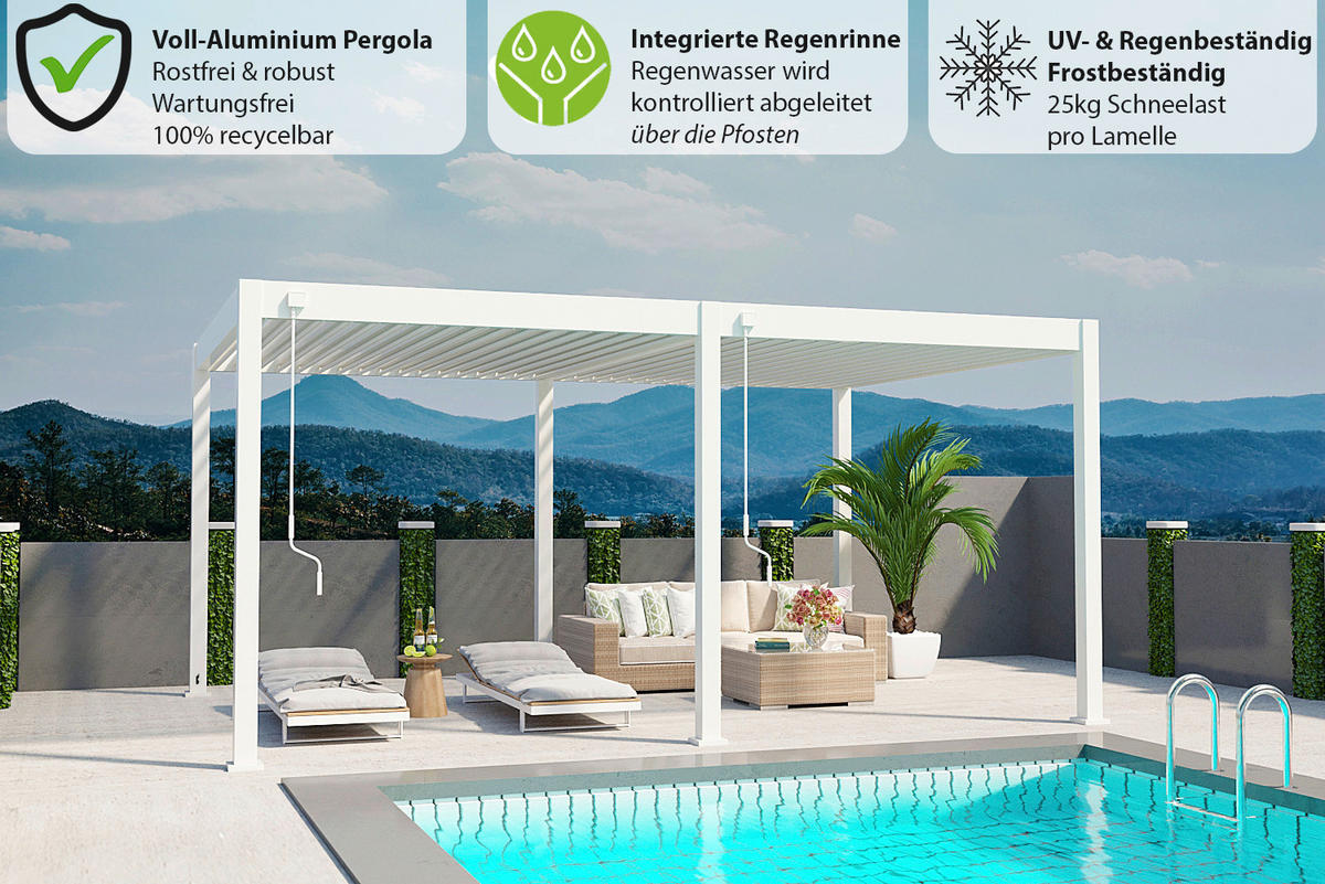 PERGOLA 600/255/300 cm   - Weiß, Basics, Metall (600/255/300cm) - WEIDE