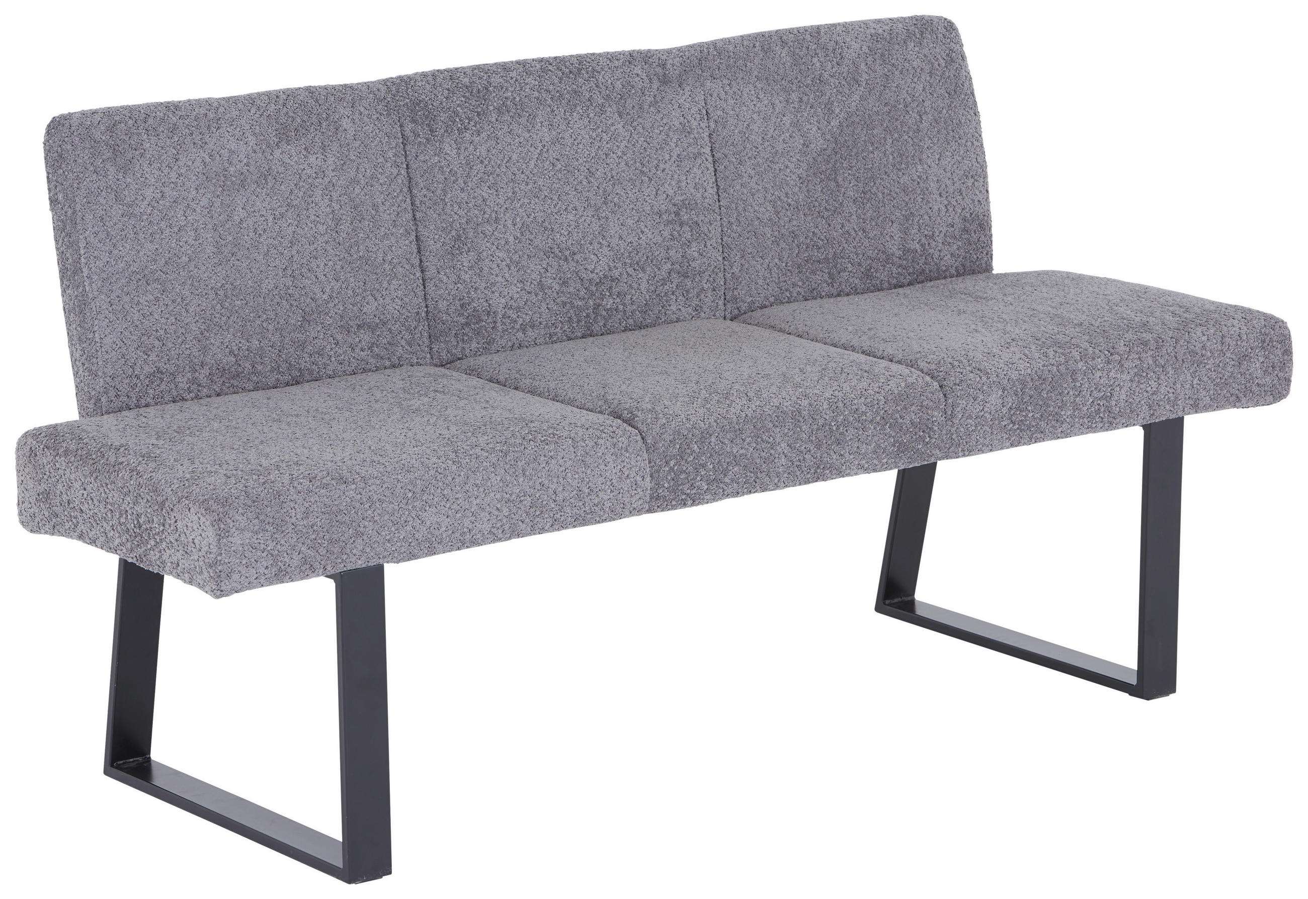 SITZBANK 166/82/61 cm Leinenoptik Grau  - Schwarz/Grau, MODERN, Textil/Metall (166/82/61cm) - MID.YOU