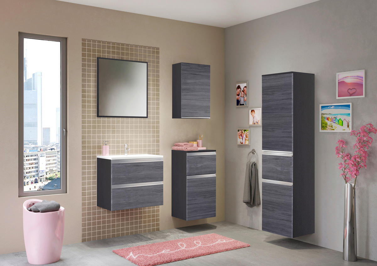 BADRUMSSPEGEL - silvereksfärgad, Basics, trämaterial/glas (60/64/2,5cm) - Held