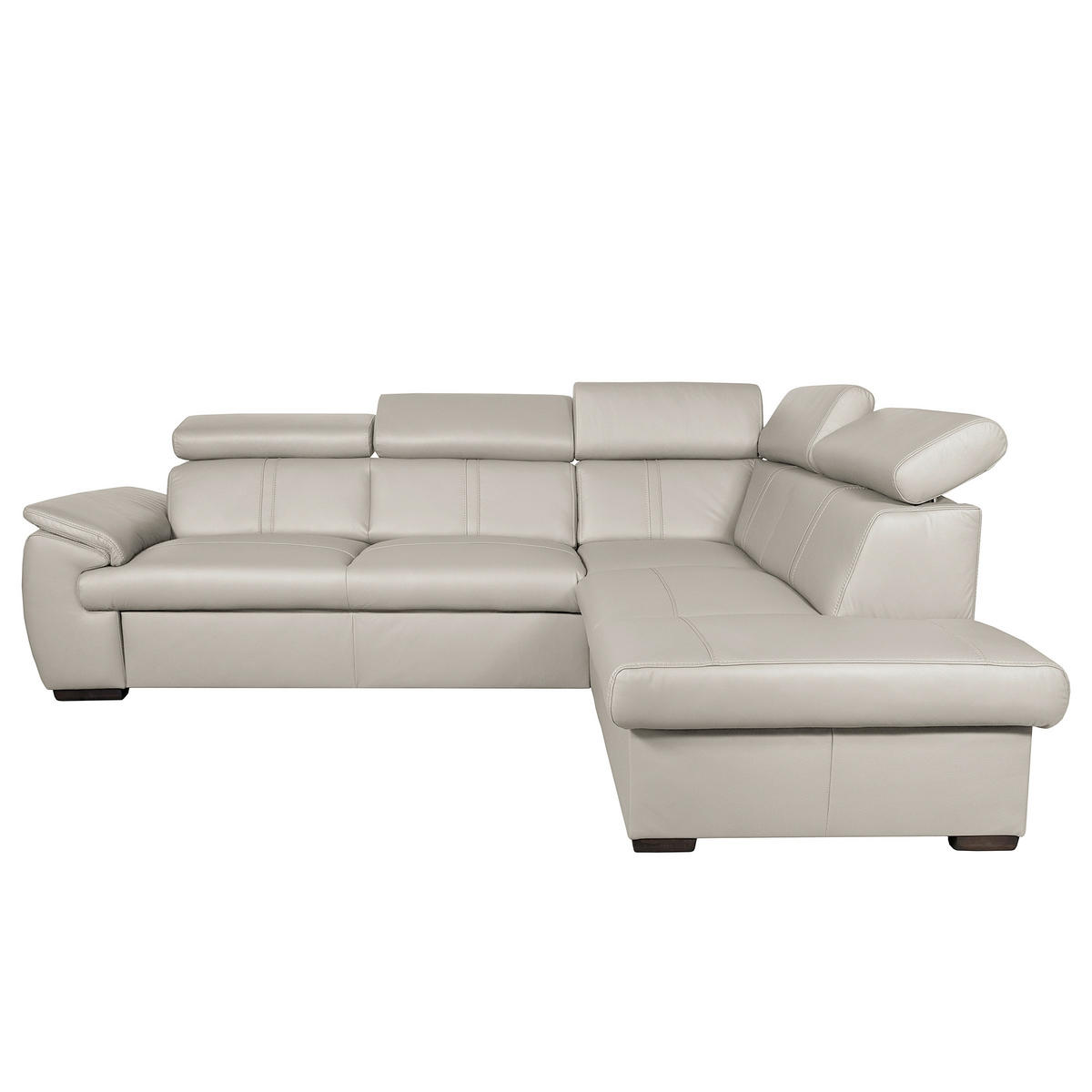 ECKSOFA  in Echtleder Platinfarben  - Platinfarben/Wengefarben, Design, Leder/Holz (265/211cm) - Livetastic