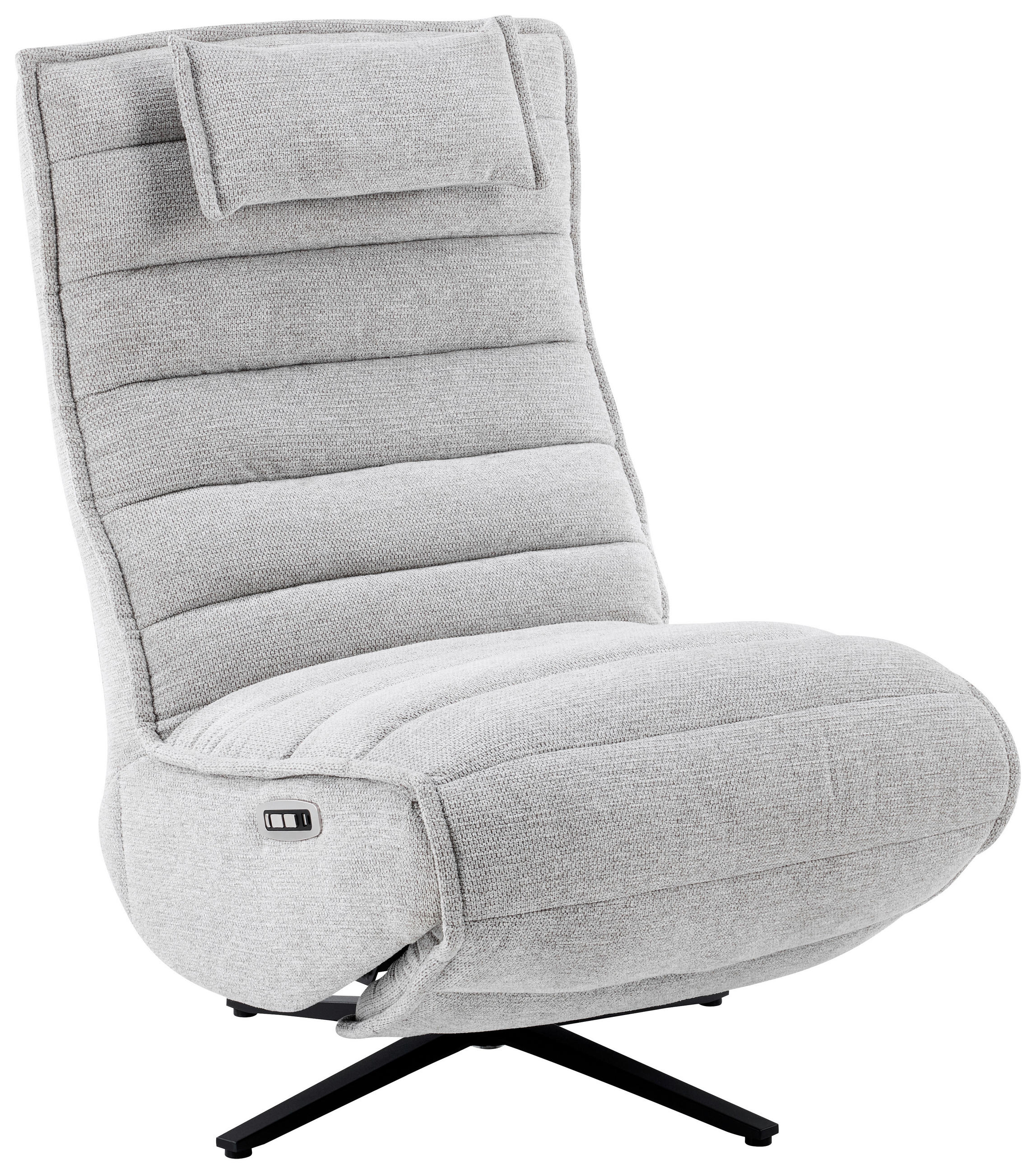 RELAXSESSEL Metall, Textil Schwarz, Greige  - Greige/Schwarz, Design, Textil/Metall (68/108/84cm) - Stylife
