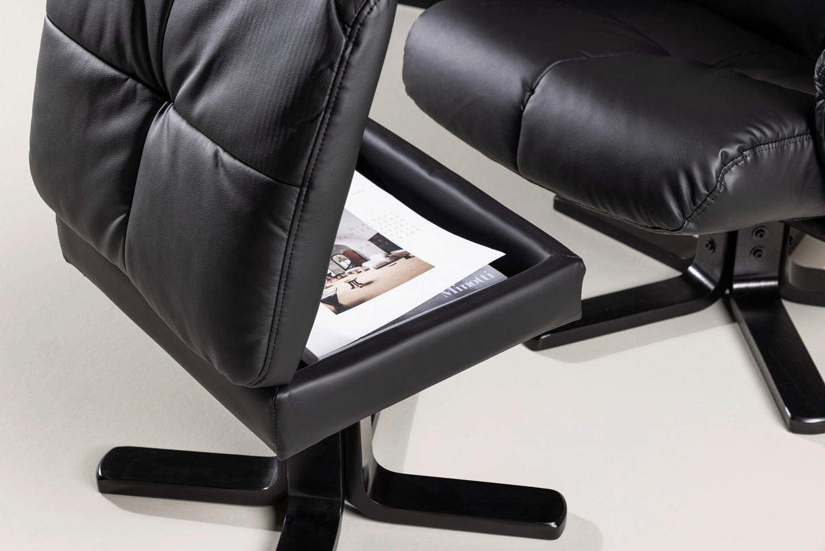RELAXSESSELSET Lederlook (vegan)    - Schwarz, Design, Textil/Metall (78/101/90cm) - Livetastic
