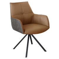 ARMLEHNSTUHL drehbar  in Eisen Echtleder pigmentiert  - Cognac/Schwarz, Design, Leder/Textil (59,5/87,5/69cm) - Novel