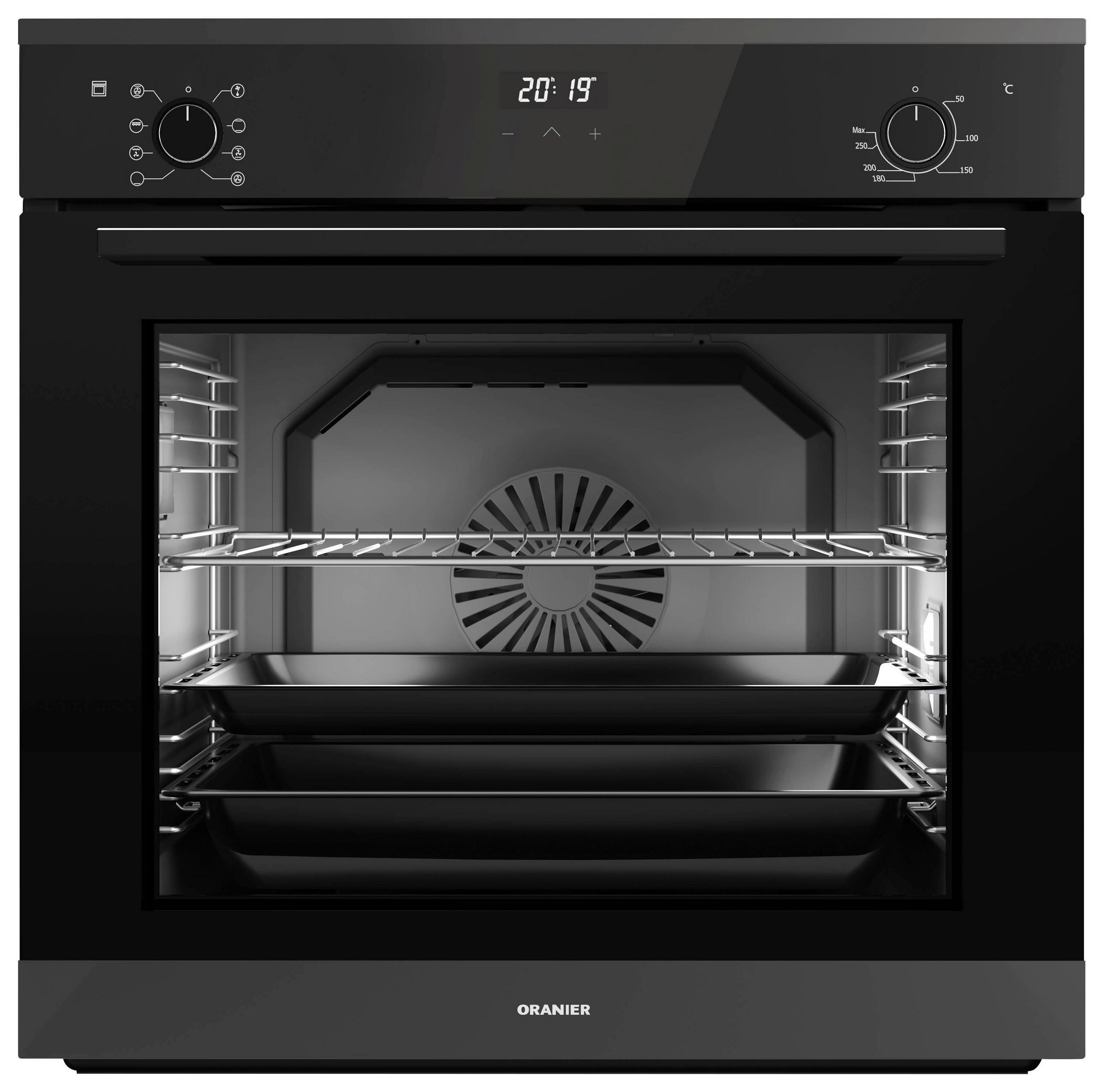 EINBAUBACKOFEN EBS450  - Schwarz, Basics, Glas/Metall (59,6/59,5/56,9cm) - Oranier