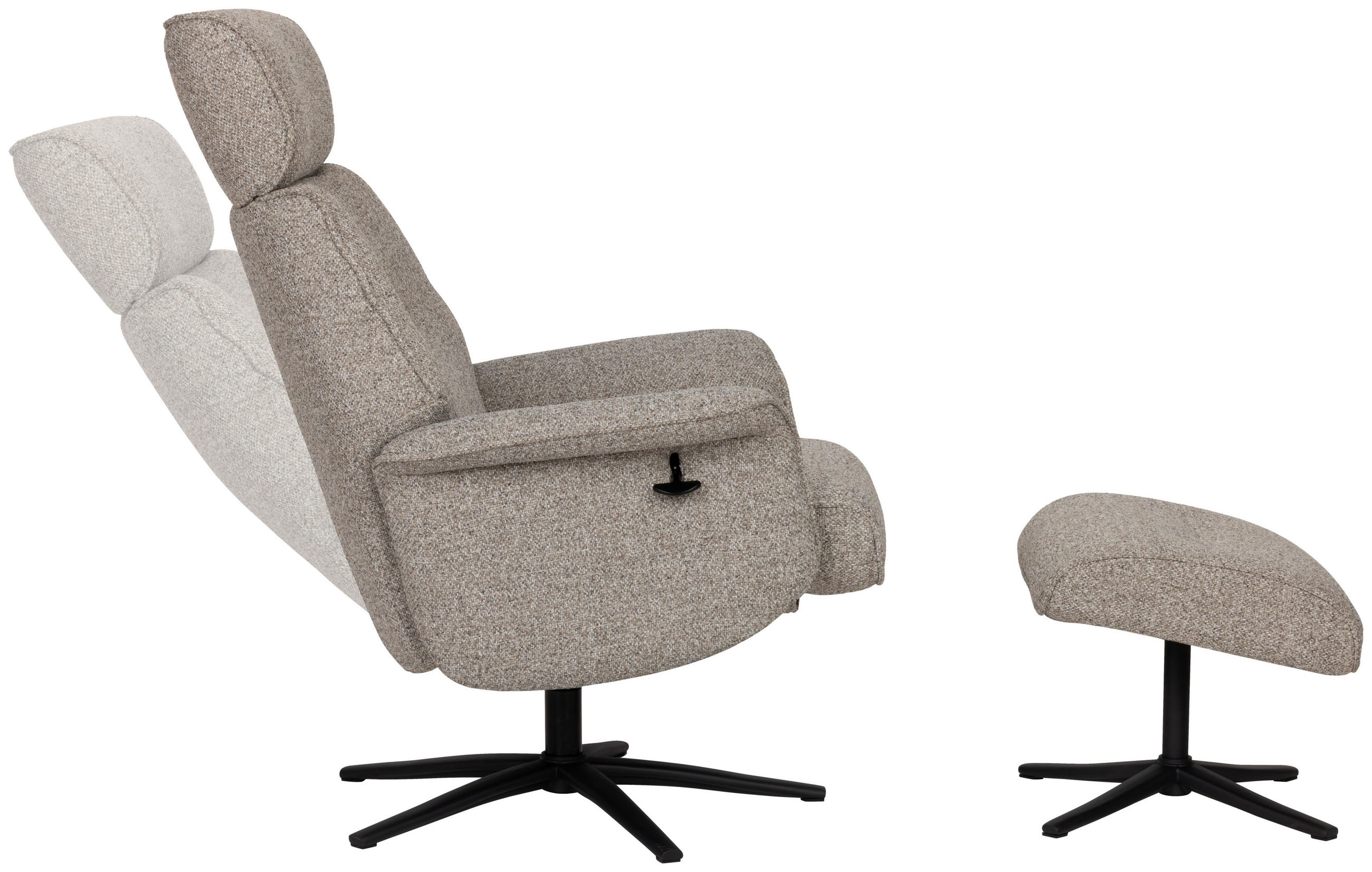 RELAXSESSELSET Bouclé    - Taupe/Schwarz, Design, Holz/Textil (77/108/81cm) - Livetastic