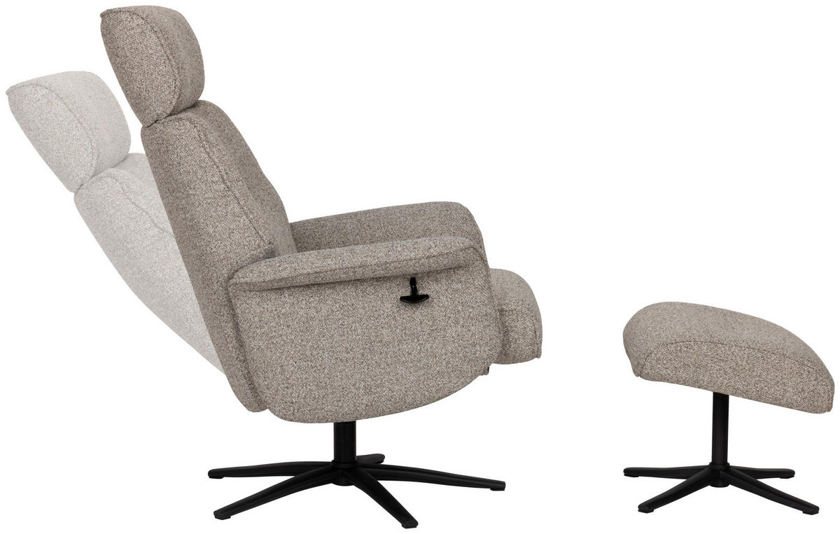 RELAXSESSELSET Bouclé    - Taupe/Schwarz, Design, Holz/Textil (77/108/81cm) - Livetastic