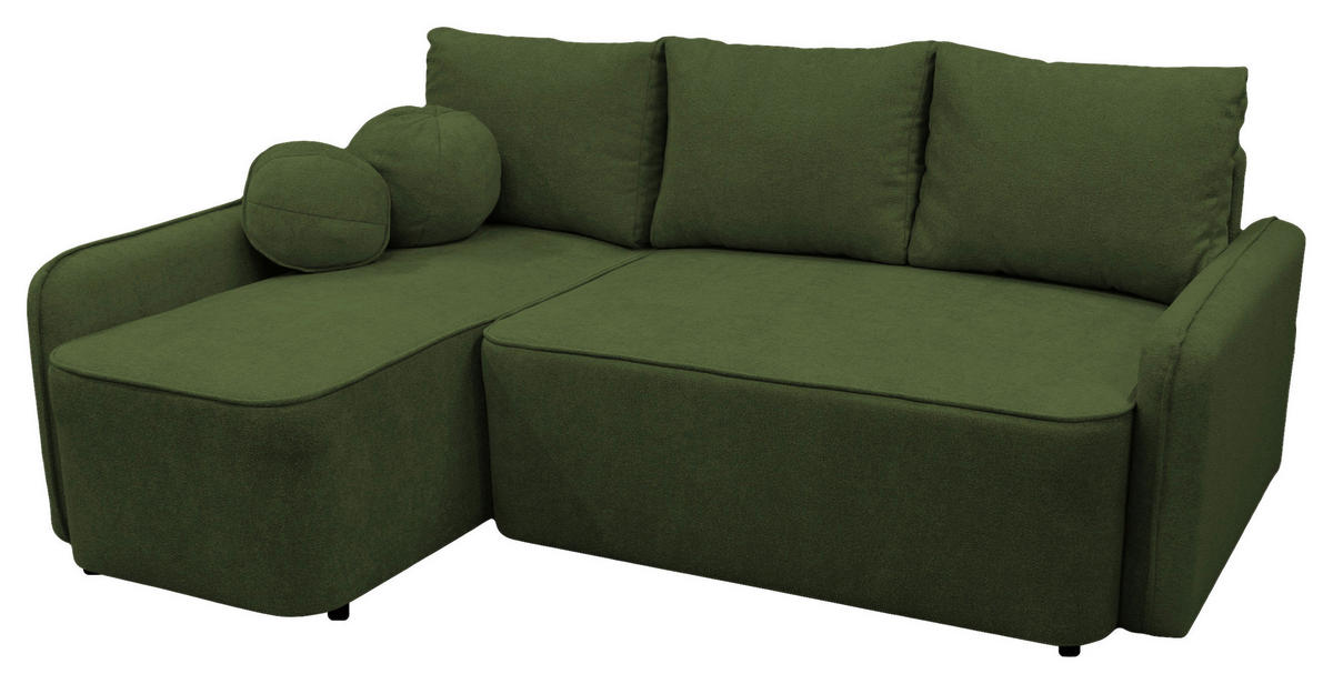 ECKSOFA Grün Struktur, Bouclé  - Schwarz/Grün, Design, Kunststoff/Textil (143/209cm) - MID.YOU