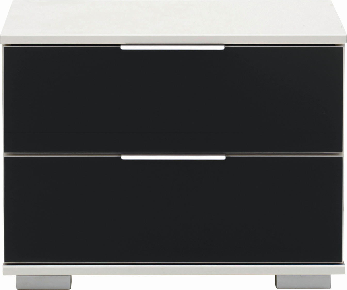 NACHTKÄSTCHEN 52/40/38 cm in Schwarz, Weiß - Alufarben/Schwarz, Design, Glas/Holzwerkstoff (52/40/38cm) - Carryhome